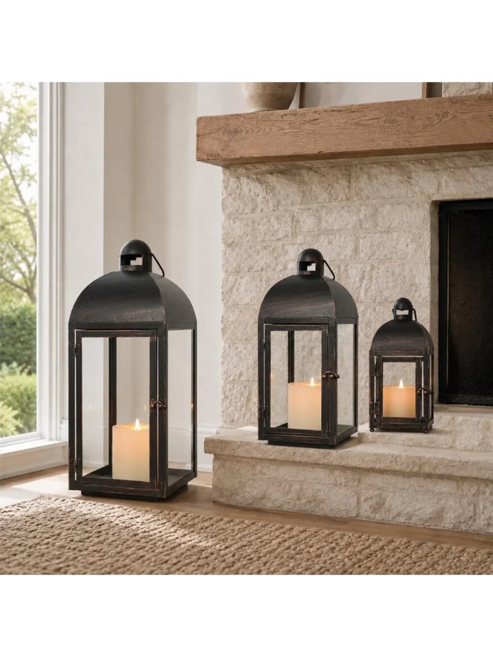 Set of 3 Vintage Farmhouse Lanterns - Large 23